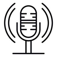 Loud microphone icon, outline style vector