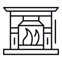 Fireplace icon, outline style vector