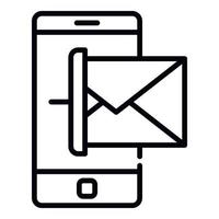 Smartphone and message icon, outline style vector