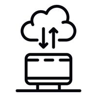 Computer cloud icon, outline style vector