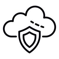 Cloud protection icon, outline style vector