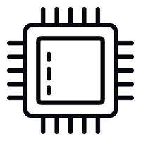 icono de procesador de computadora, estilo de contorno vector