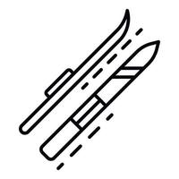 Skis icon, outline style vector