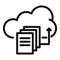 Upload files to the cloud icon, outline style vector