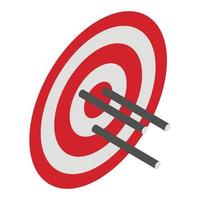 Red arrow target icon, isometric style vector