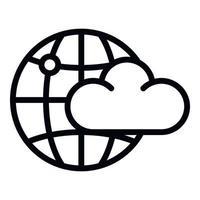 Cloud global space icon, outline style vector