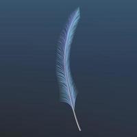 Blue feather icon, realistic style vector