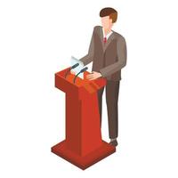 Man at political debate icon, isometric style vector