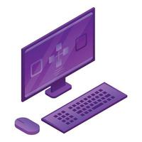 Desktop computer icon, isometric style vector