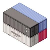Stack port container icon, isometric style vector