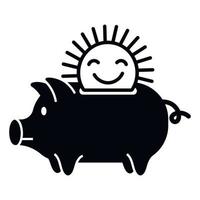 Sun piggybank icon, simple style vector