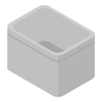 Empty plastic box icon, isometric style vector