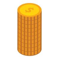 Stack of coins icon, isometric style vector