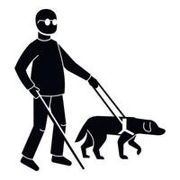 hombre ciego con icono de perro, estilo simple vector