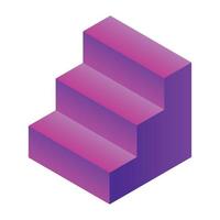 icono de escaleras púrpura, estilo isométrico vector