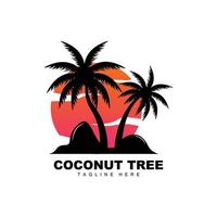 Coconut Tree Logo, Ocean Tree Vector, Design For Templates, Product Branding, Beach Tourism Object Logo vector