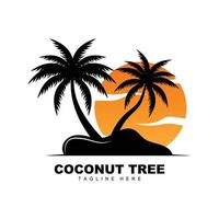 logotipo de árbol de coco, vector de árbol oceánico, diseño para plantillas, marca de producto, logotipo de objeto de turismo de playa