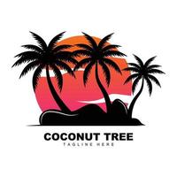 logotipo de árbol de coco, vector de árbol oceánico, diseño para plantillas, marca de producto, logotipo de objeto de turismo de playa