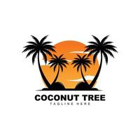 logotipo de árbol de coco, vector de árbol oceánico, diseño para plantillas, marca de producto, logotipo de objeto de turismo de playa