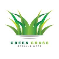 Green Grass Logo Design, Farm Landscape Illustration, Natural Scenery Vector