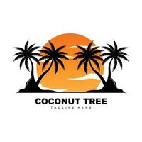 logotipo de árbol de coco, vector de árbol oceánico, diseño para plantillas, marca de producto, logotipo de objeto de turismo de playa