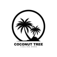 logotipo de árbol de coco, vector de árbol oceánico, diseño para plantillas, marca de producto, logotipo de objeto de turismo de playa