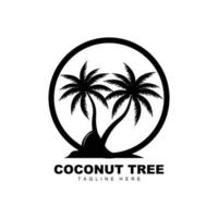 logotipo de árbol de coco, vector de árbol oceánico, diseño para plantillas, marca de producto, logotipo de objeto de turismo de playa