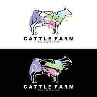 logotipo de animal de vaca, granja de ganado, diseño de ilustración de animales de granja lechera vector