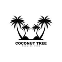 logotipo de árbol de coco, vector de árbol oceánico, diseño para plantillas, marca de producto, logotipo de objeto de turismo de playa