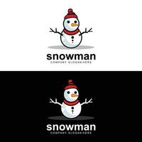 logotipo de muñeco de nieve, vector de invierno de muñeco de nieve e invierno de Navidad y año nuevo