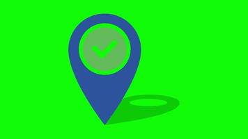 Location Pin Pointer on Map Animated Cartoon on Green Screen Background. GPS Point Green Screen Background Location Symbol Icon Animation in Flat Style Isolated Graphic on Green Screen. Pin Tracker video