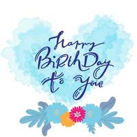 Vector illustration Handwritten modern brush lettering of Happy Birthday on white background. Typography design. Greetings card