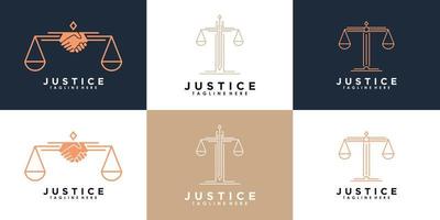 conjunto de diseño de logotipo de ley de justicia con concepto creativo vector