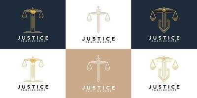 set of law of justice logo design with creative concept vector