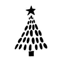 Christmas tree in doodle style. Hand drawn sketch of a Christmas tree. Vector illustration. Isolated on a white background. Illustration for graphics, website, logo, icons, postcards