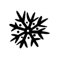 Winter christmas snowflake. Snowflake hand drawn in doodle style. Happy New Year. Illustration for graphics, website, logo, icons, postcards vector