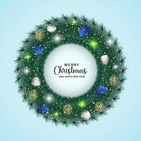 Merry christmas background with realistic wreath vector