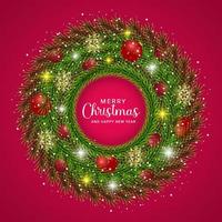 Merry christmas background with realistic wreath vector