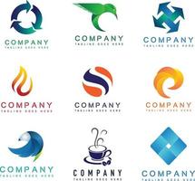 Logo mega collection, abstract geometric business icon set vector