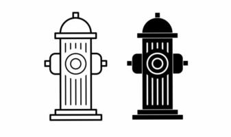 outline silhouette fire hydrant icon set isolated on white background vector