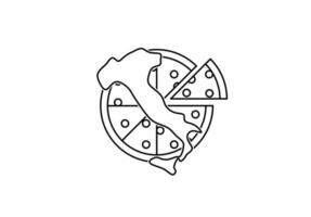 pizza italiana con logo de mapa italiano vector