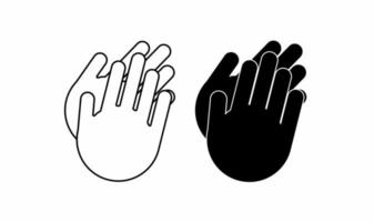 outline silhouette clapping hand icon set isolated on white background vector