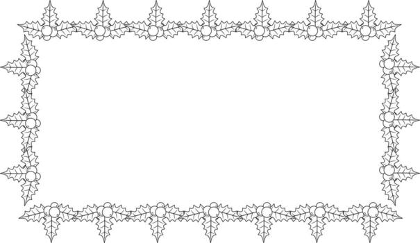 rectangle holly berry frame with copy space for text or design vector
