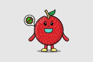 Cute cartoon Lychee using mask to prevent virus vector