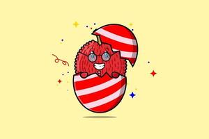 Cute cartoon Lychee coming out from easter Lychee vector