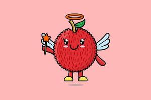 Cute Cartoon Lychee character in the form of fairy vector