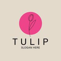 logotipo de arte de línea de flor de tulipán, icono y símbolo, diseño de ilustración vectorial vector