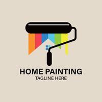 Home logo with color painting style and business card design template Premium Vector