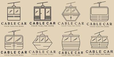 Set bundle Minimal line art cable car icon creative design vector