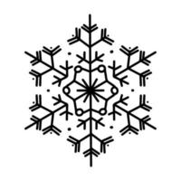 ilustración de vector de copo de nieve de fideos en blanco y negro. dibujo de contorno, decoración de vacaciones de invierno.